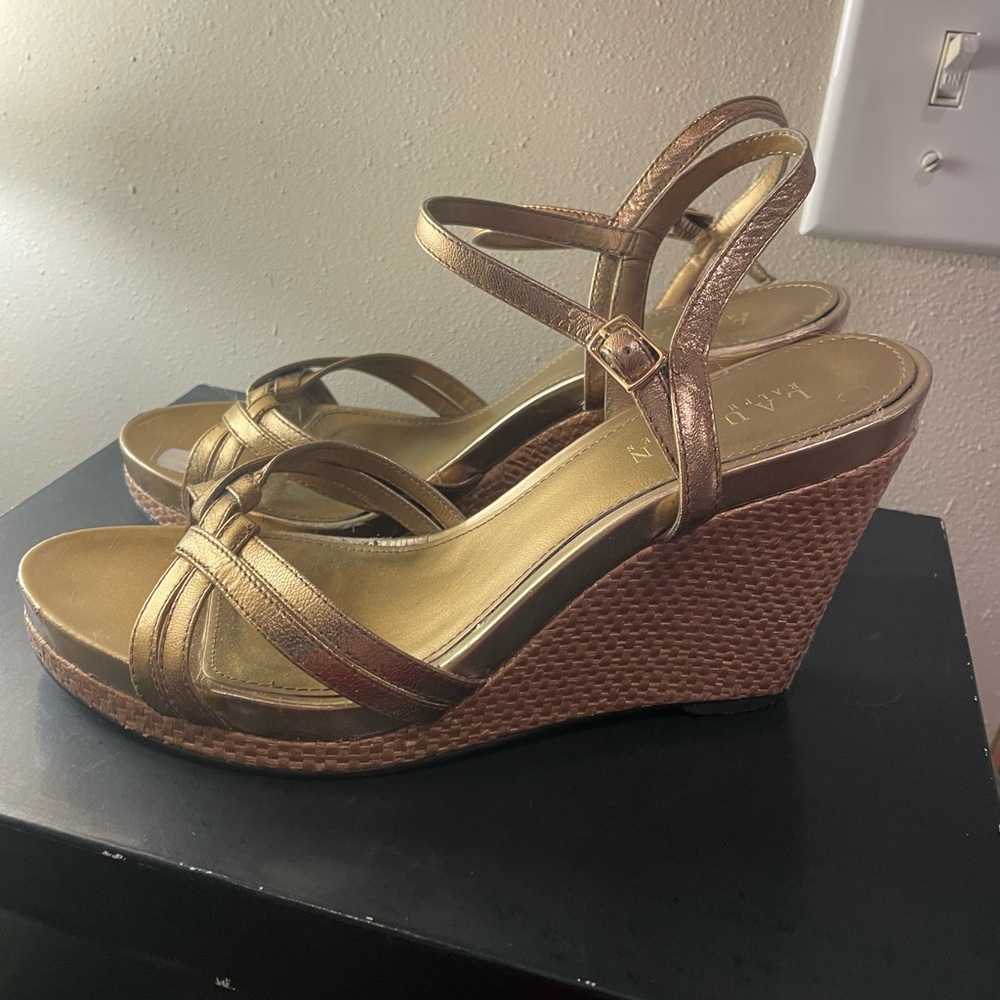 Lauren Ralph Lauren Wedge Sandals for Women Size 8B New Bronze Percy